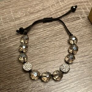 White House Black Market adjustable pave Crystal and glass bead bracelet